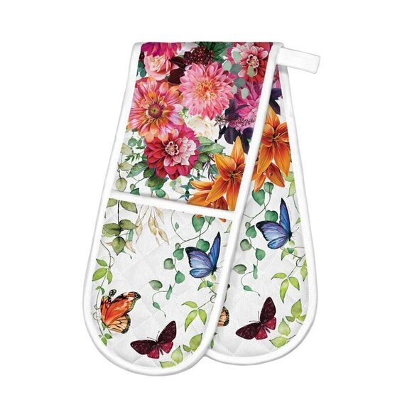 NWT Sweet Floral Melody Quilted Double Oven Glove Michel Design Mitt Chef T56 - Picture 2 of 2